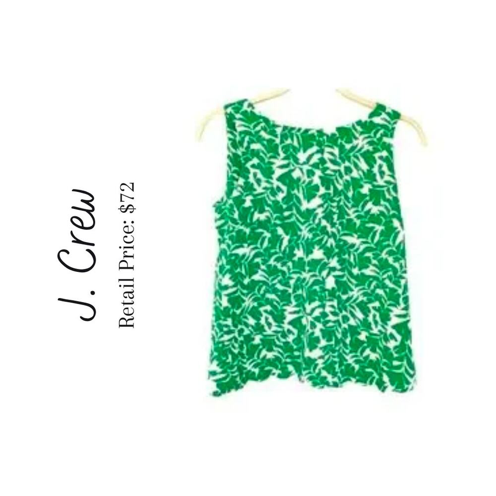 NWOT J. Crew Good Feeling Green Scalloped Tank